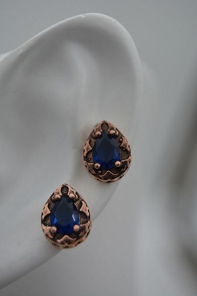 Stoneage Drop Earrings with Sapphire Stones, Small Size