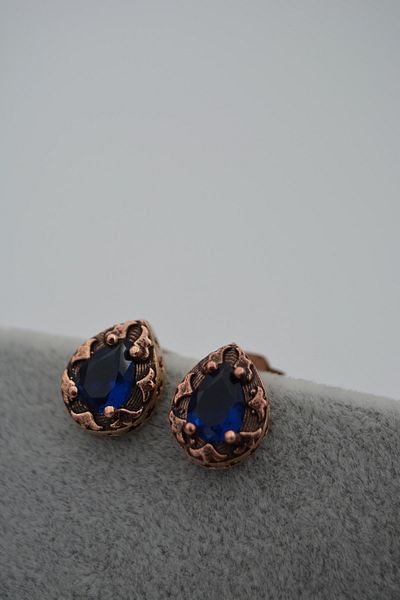 Stoneage Drop Earrings with Sapphire Stones, Small Size