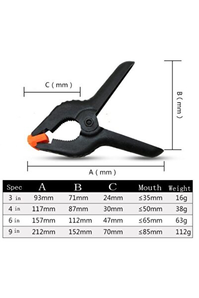 Depolife Mandal Tipi Mengene Işkence Plastik Kelepçe Güçlü Mafsallı Çene 4 Parça Kıskaç Mengene