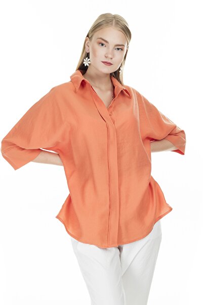 Patiskha Kadın Turuncu Oversize Gömlek