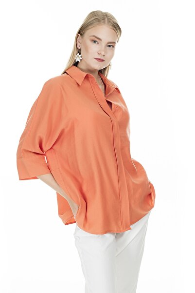 Patiskha Kadın Turuncu Oversize Gömlek