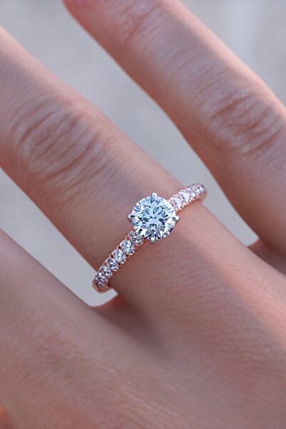 Crystal Diamond Zirconia 0.30 Karat / 0.30 Carat Rose Tektaş Yüzük