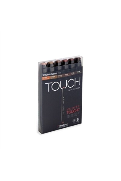 Shinhan Art Touch Twin Marker Pen Double Ended Marker Pen Set of 6 Wood Colors