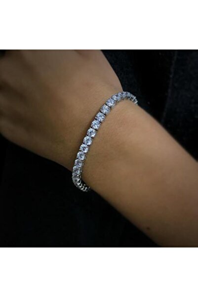 Erer Gümüş Kadın Gümüş 5 mm Taşlı Italy Su Yolu Bileklik