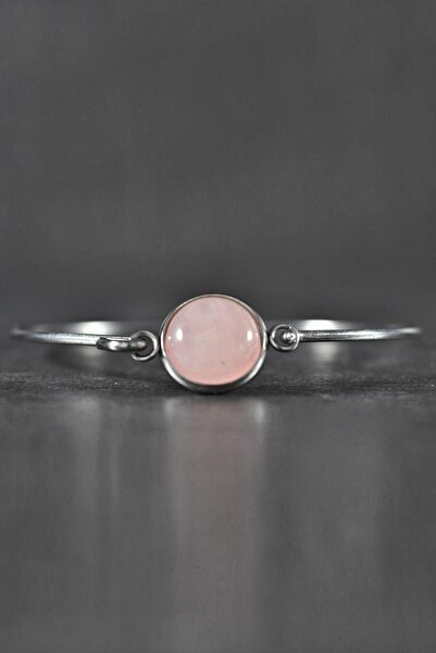 LADYMİRAGE Gümüş Rengi Çelik Rosenquarts Bilezik