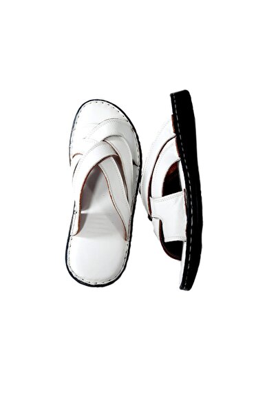 KAPAR Чоловічі білі плетені тапочки з натуральної шкіри