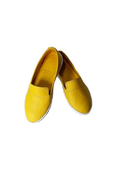 KAPAR Balerini clasici din piele naturală galbeni de damă