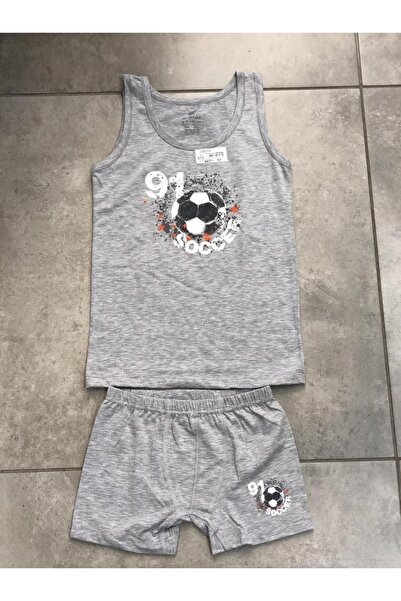 İki Yıldız Σετ αθλητικό σορτς για αγόρι σε γκρι βαμβακερό σχέδιο