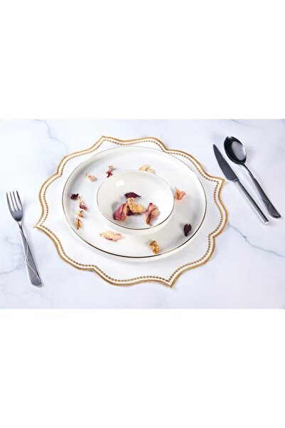 Caka home 2'li Supla Nakışlı Lisa Keten Efektli ( Altın Sim )