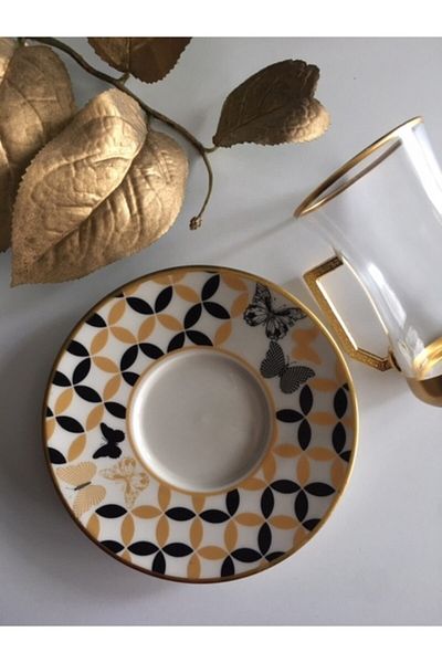 DECOSTYLE 12 Piece Tea Set with Butterfly Handles