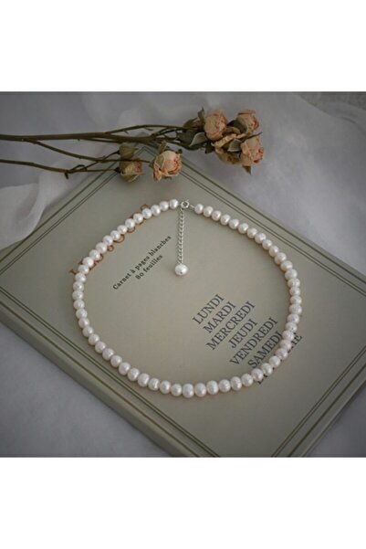 Erer Gümüş Kadın Gümüş Kilitli 6 7 mm Doğal Inci Kolye