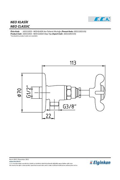 Eca Neo Classic Intermediate Bidet Tap102111053