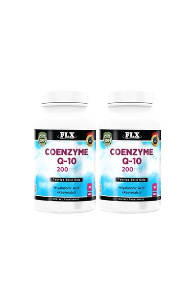 FLX Coenzyme Q-10 200 Mg + Hyaluronic Acid + Resveratrol 90 Tablets - X 2 Boxes