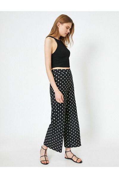 Koton Schwarze gepunktete Damenhose