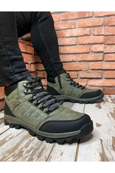 XStep Ανδρικές γούνινες μπότες με φερμουάρ Khaki Trekking