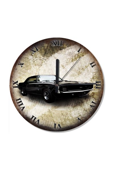 Cakatablo 30 cm Diameter 1967 Chevrolet Black Color Printed Wall Clock