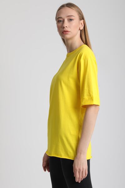 MD trend Women's Sari Crew Neck Sleeve Layered Cotton T-Shirt Mdt3058