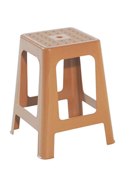 Papatya Mercan Plastik Tabure Teak - Bahçe Balkon Taburesi