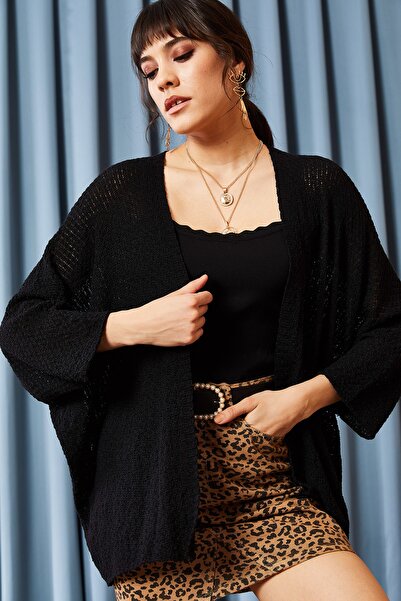 Olalook Women's Black Bat Spring Cardigan HRK-19000057