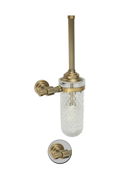 Maya Line Antique Mounted Toilet Brush Frosted Glass 100% Brass