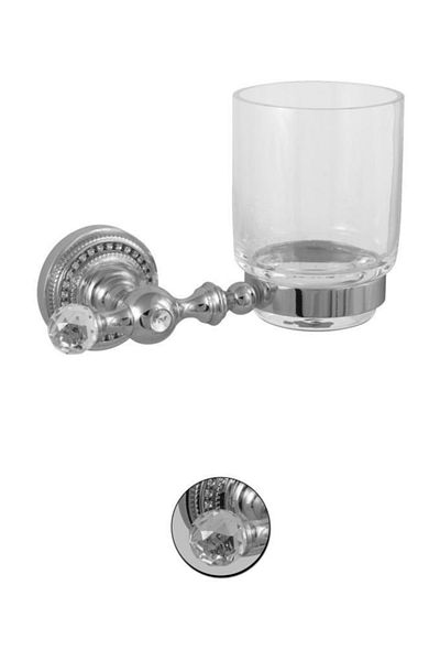 Maya Style Chrome Mounted Toothbrush Holder Glass 100% Brass