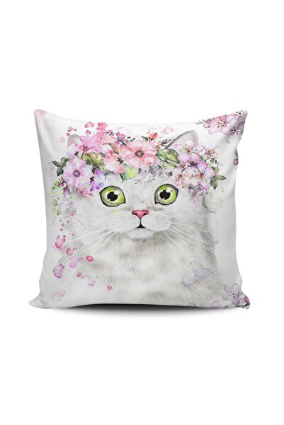 Alkan Homes غطاء وسادة مطبوع رقميًا على شكل قطة لطيفة