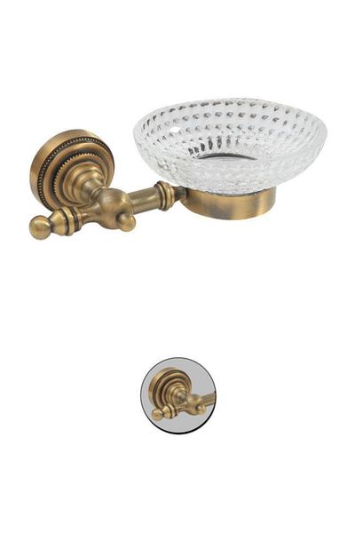 Maya Liberty Antique Assembled Soap Dish Optical Glass 100% Brass