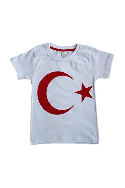 Erenbey Çocuk Pamuklu Beyaz 23 Nisan Türk Bayraklı Tişört
