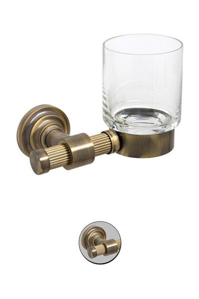Maya Line Antique Mounted Toothbrush Holder Glass 100% Brass