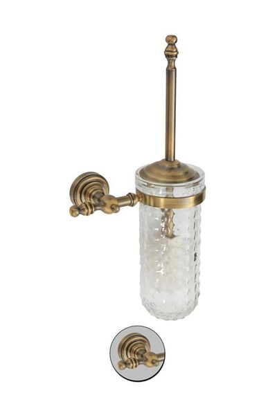 Maya Liberty Antique Mounted Toilet Brush Optical Glass 100% Brass