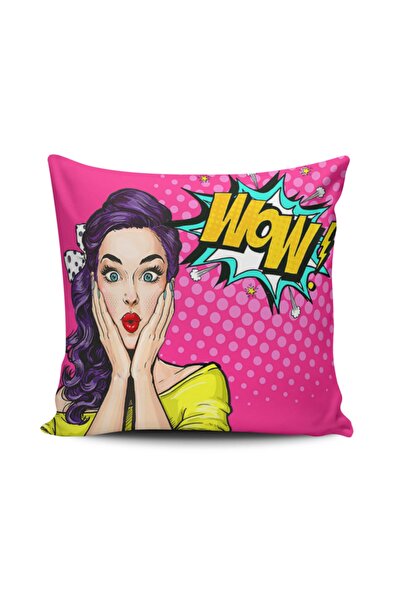 Alkan Homes غطاء وسادة مطبوع رقميًا من Pop Art Girl