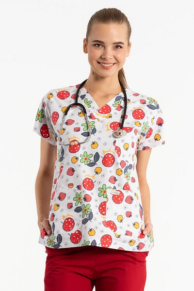 Owlet Medikal Strawberry Patterned Surgical Jersey Top