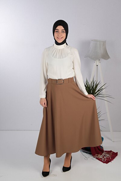 SCL Fusta evazată maro cu curea pentru femei