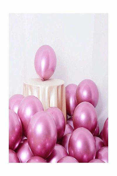 Parti dolabı Chrome Shiny Metallic Pink Color 10-Piece Balloon