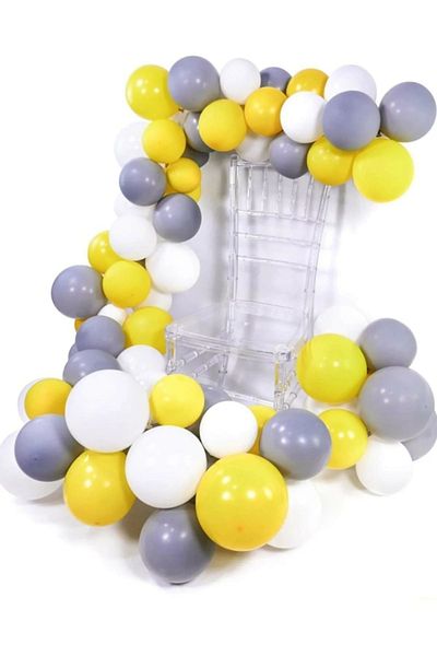 Parti dolabı Yellow White Gray Balloon Chain 5 Mt.