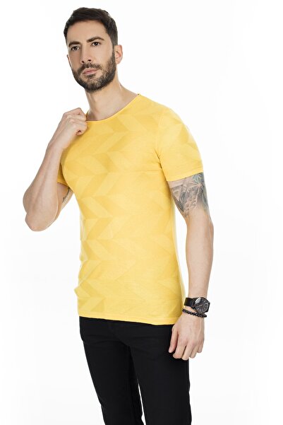 Buratti Erkek SARI Bisiklet Yaka Kısa Kollu Triko Standart Fit T Shirt ABK600...