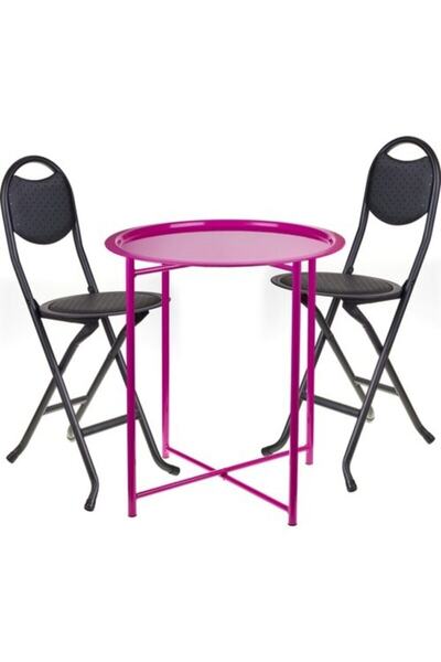 HASTUNÇ Katlanabilir Metal Sehpa Sandalye Takımı