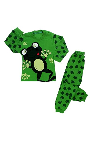 Süpermini طقم بيجامة للأولاد بطبعة ضفدع أخضر لطيف، لعمر 3 سنوات