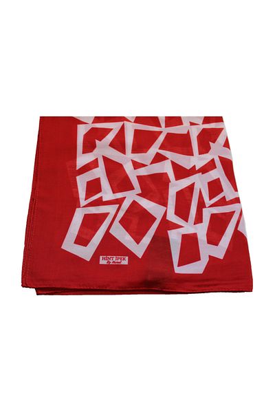 Hint İpek 140x140 Geometric Pattern Shawl Scarf Red