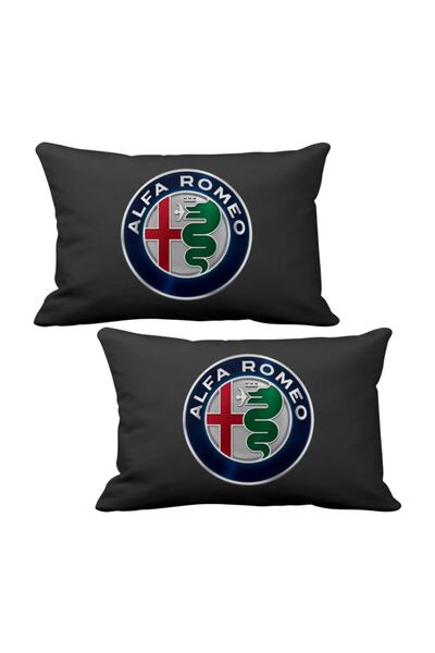 ASR Alfa Romeo 2 Piece Luxury Car Neck Pillow Black And Wooden Logo Keychain