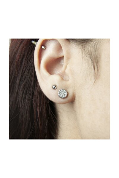 Jewelry For Light ,925 Ayar Gümüş, Zirkon Taşlı, Yuvarlak, Pimli Küpe