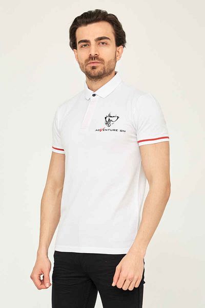 Cazador Tricou alb cu gât polo pentru bărbați 4220