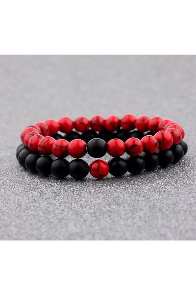 Kusakli Double Set Onyx Howlite Natural Stone Men's Bracelet