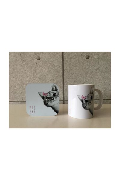Officeküp مجموعة صبار مكونة من كوبين وقاعدة أكواب ذات مرآة مخفية من Gizy