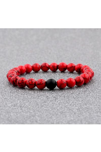 Kusakli Single Matte Onyx Howlite Natural Stone Men's Bracelet