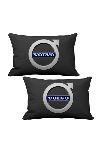 ASR Volvo 2 Piece Luxury Car Neck Pillow Black And Wooden Logo Keychain
