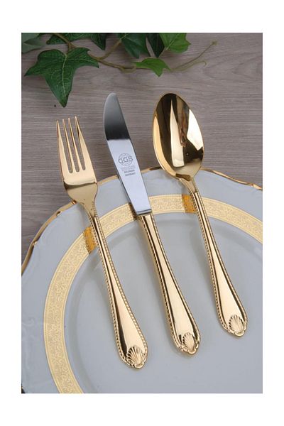 GGS Solingen Germany Solingen Vanessa Gold 96 Piece Cutlery Set