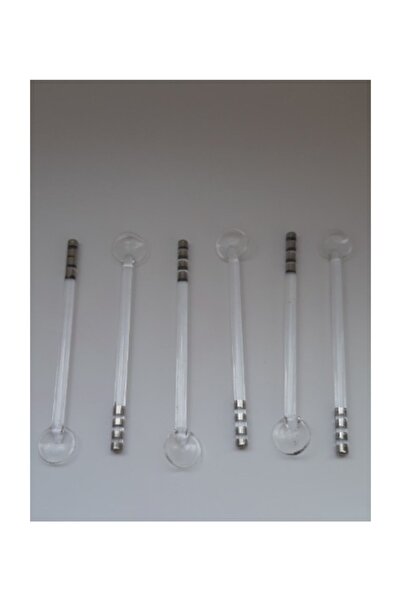 Üncam Set of 6 SiLver CoLor GiLded Luxury GLass Teaspoons