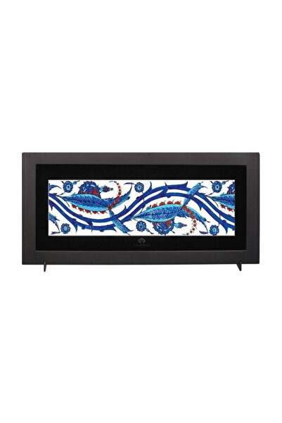 Anadolia Rüstem Paşa Çini Motif Siyah Çerçeveli Seramik Tablo Pano