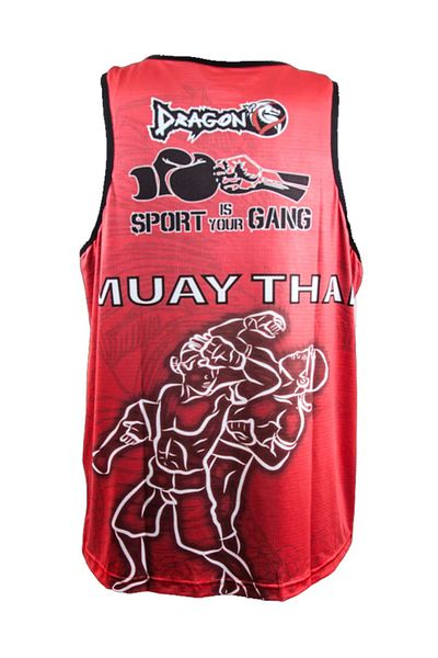 Dragon Unisex Κόκκινο αθλητικό μονόπλευρο με λογότυπο της Ομοσπονδίας Muay Thai - Ψηφιακή εκτύπωση